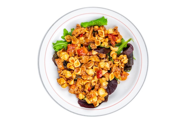 pasta salad tuna and vegetable food seafood meal food vegetables snack on the table copy space food