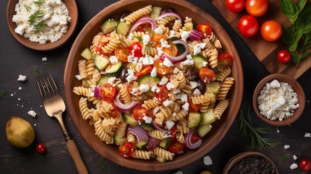 pasta salad with grilled vegetables zucchini eggplan