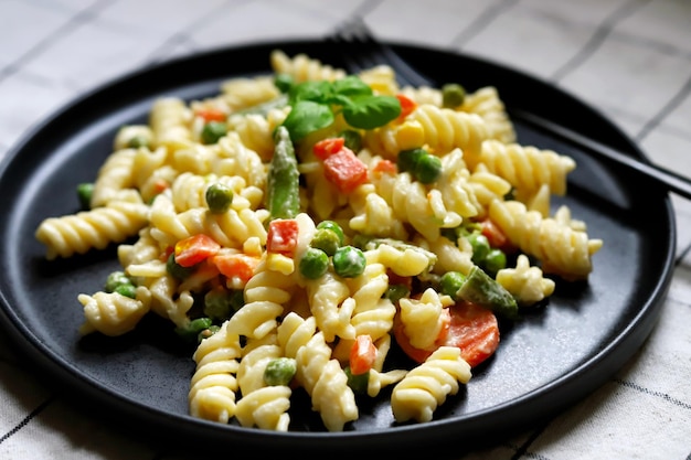 Pasta Salad with vegetables with sauce and spices