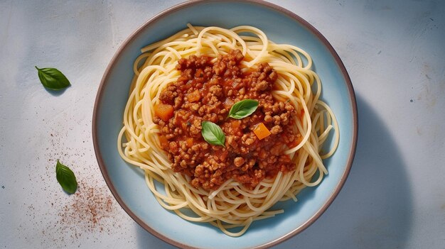 Pasta spaghetti bolognese op een bord