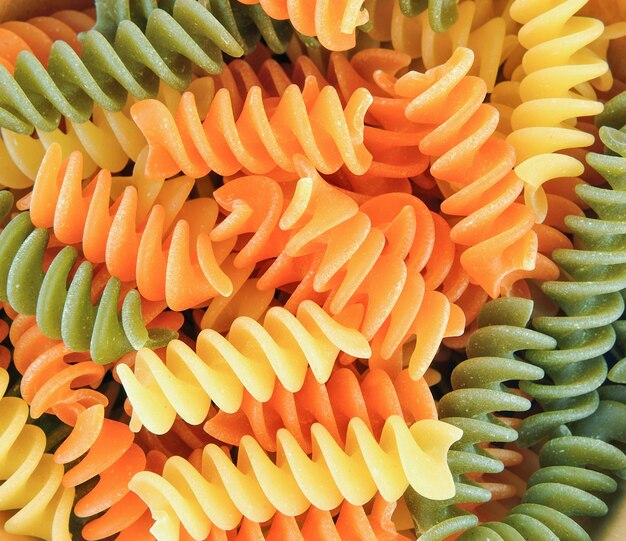 Pasta spirals close up