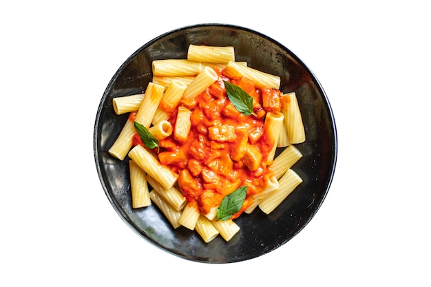 Pasta salsa di pomodoro classico italiano piatto unico sul tavolo snack spazio copia sfondo alimentare rustic