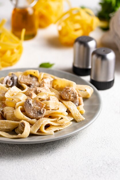 Pasta with chicken and mushroom