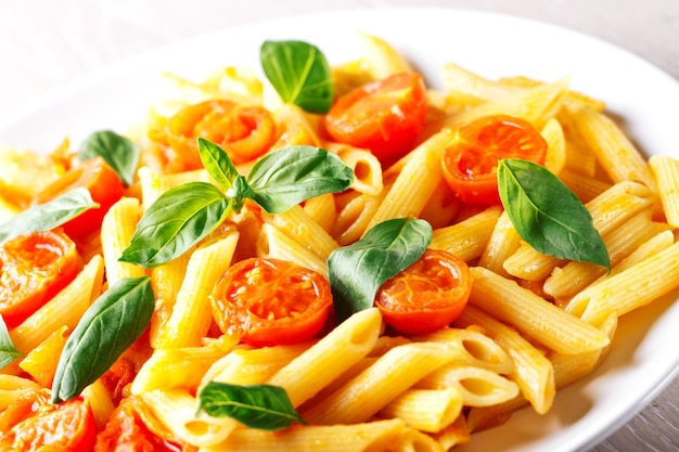 Pasta with Fresh Tomatoes and Basil Typical Italian Dish