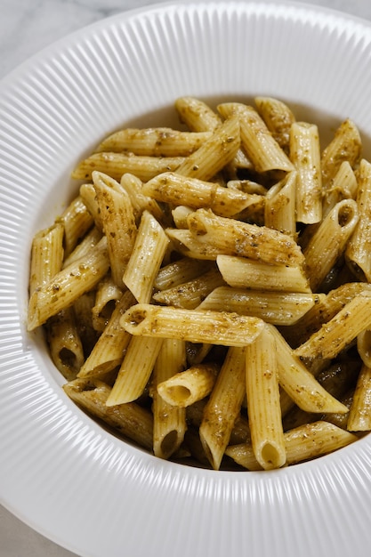 Pasta with pesto and cheese