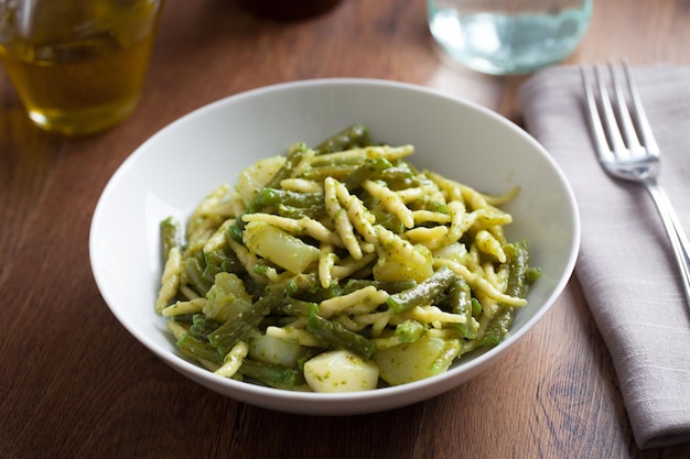 Pasta with pesto sauce