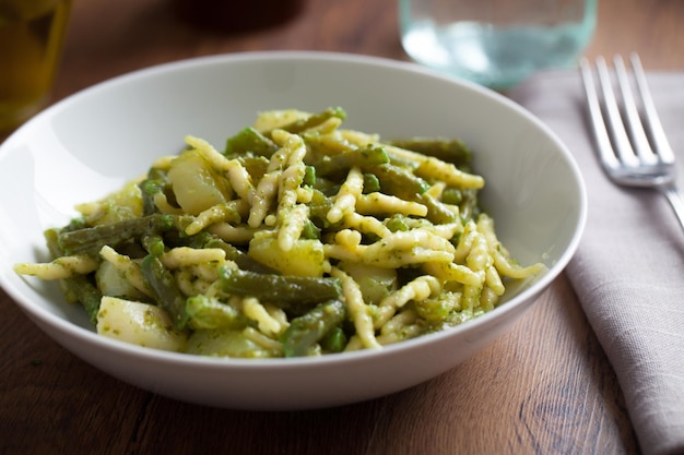 Pasta with pesto sauce