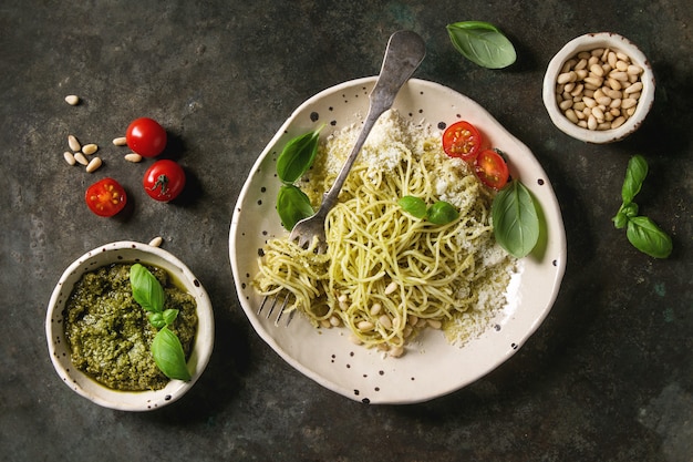 Pasta with pesto sauce