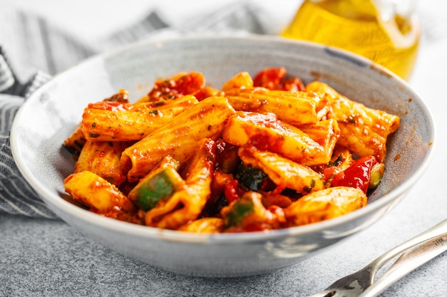 Pasta with tomato sauce with vegetables