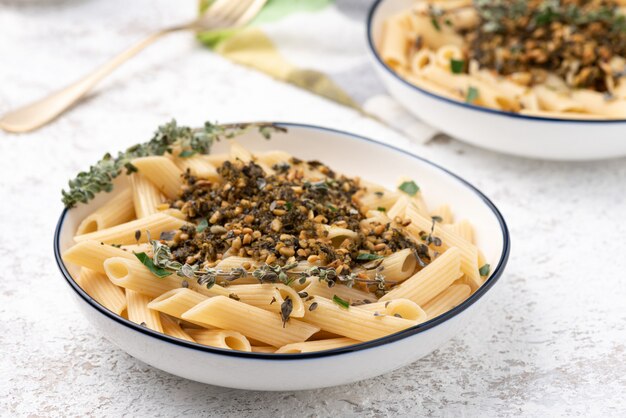 Photo pasta with vegetable sauce bean