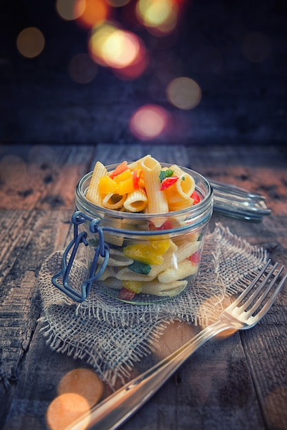 Photo pasta with vegetables