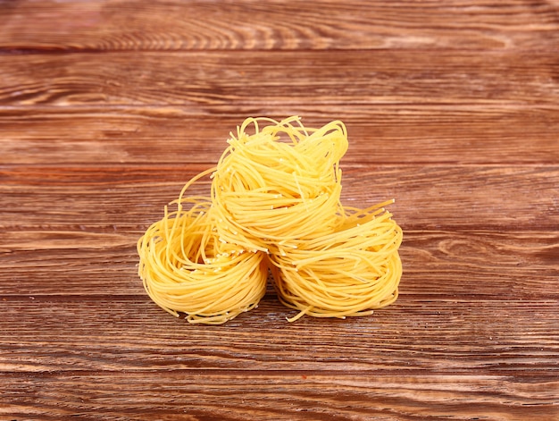 Pasta on wooden wall