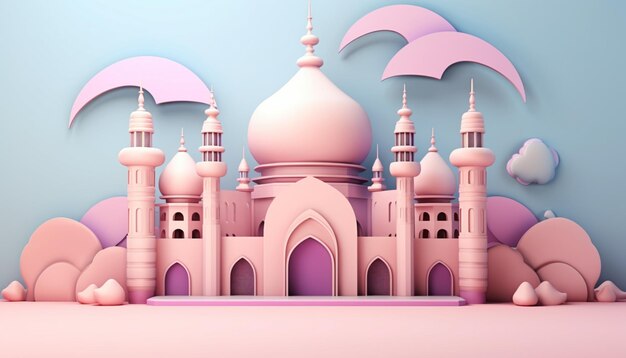 Pastel 3D Mosque