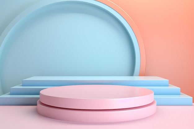 pastel 3d podium background with 3d shapes composition pastel podium background abstract podium background pastel geometric shapes compositions ai generative