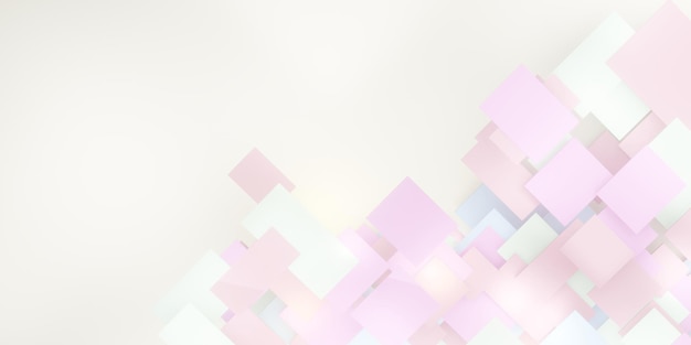 Пастельный фон геометрическая плитка иерархия абстрактных квадратов для вставки текста 3D иллюстрации