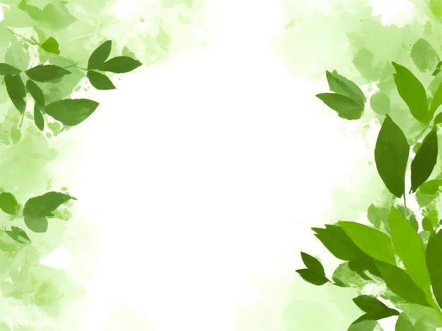 Pastel Background With Green Leaves ai generated