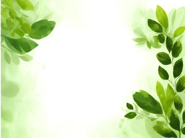 Pastel Background With Green Leaves ai generated