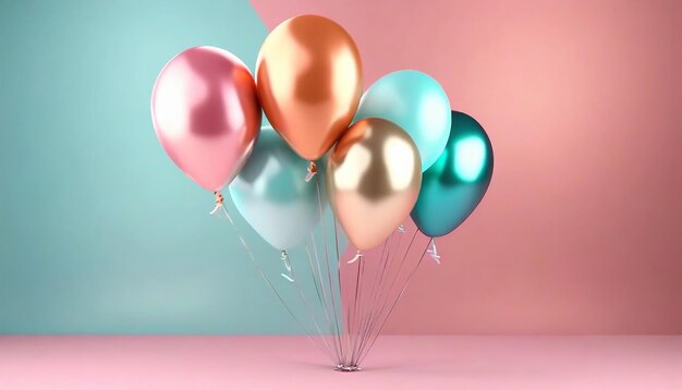 pastel balloons on the pastel background