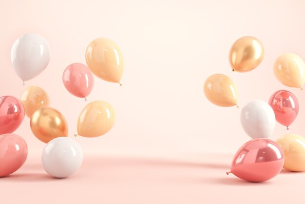 Pastel Balloons On Pink Background