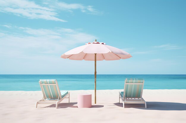 Pastel beach umbrellas and chairs for wallpaper