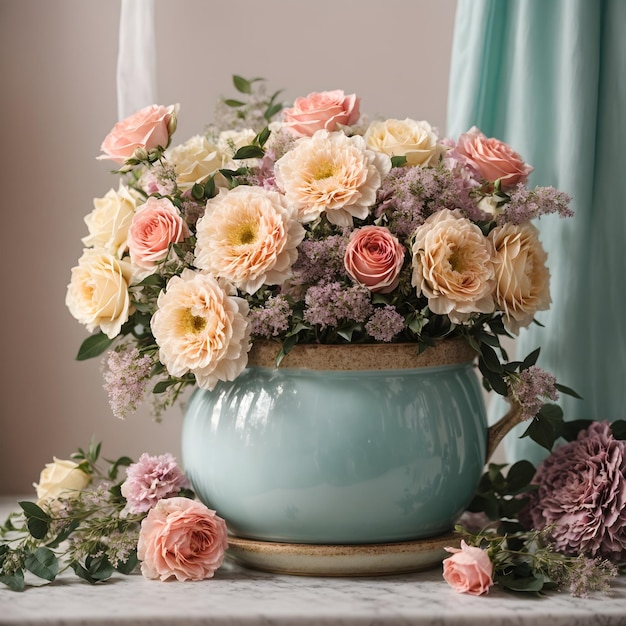 Pastel Beauty Pot of Flowers