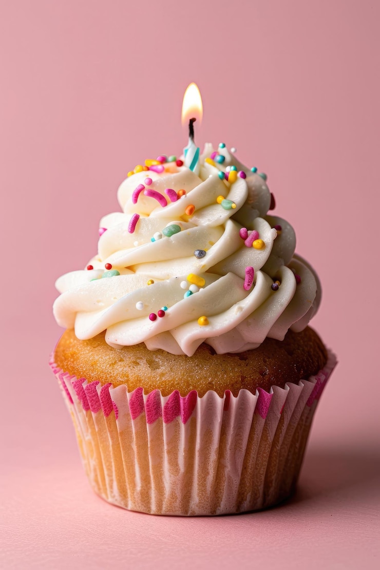 Photo pastel birthday cupcake a delightful celebration