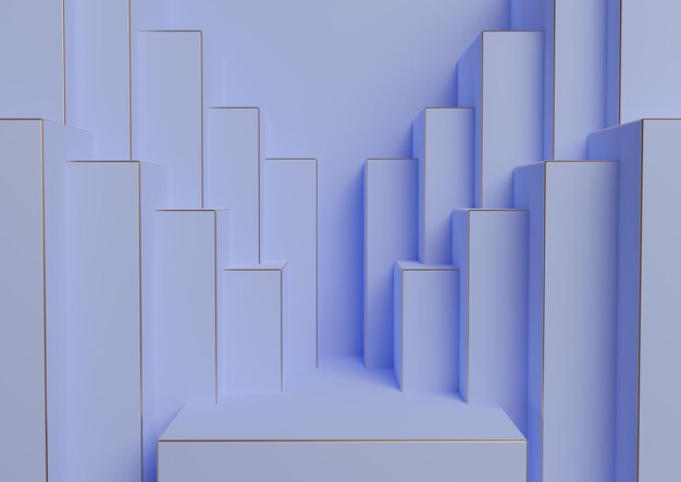 파스텔 블루 3D 제품 디스플레이 연단 대칭 기하학적 배경 고급 광고 추상