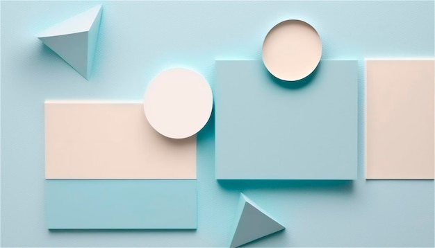 직사각형 기하학적 모양을 광고하기 위한 파스텔 블루 빈 종이 질감 배경 템플릿 배너 생성된 텍스트 AI의 공간 공간 복사
