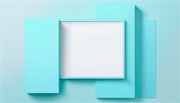 写真 パステル ブルーの空の紙テクスチャ背景テンプレート広告用バナー 長方形の幾何学的形状 コピー スペース ai 生成テキスト用スペース