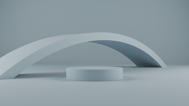 pastel blue empty platform for product display, blank stand showcase presentation, 3d rendering