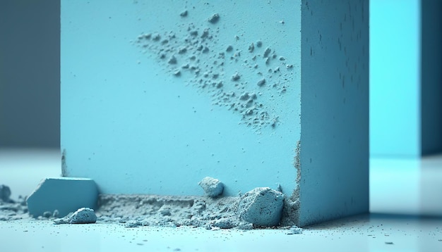 Pastel blue vignette concrete textured wall background Generative AI