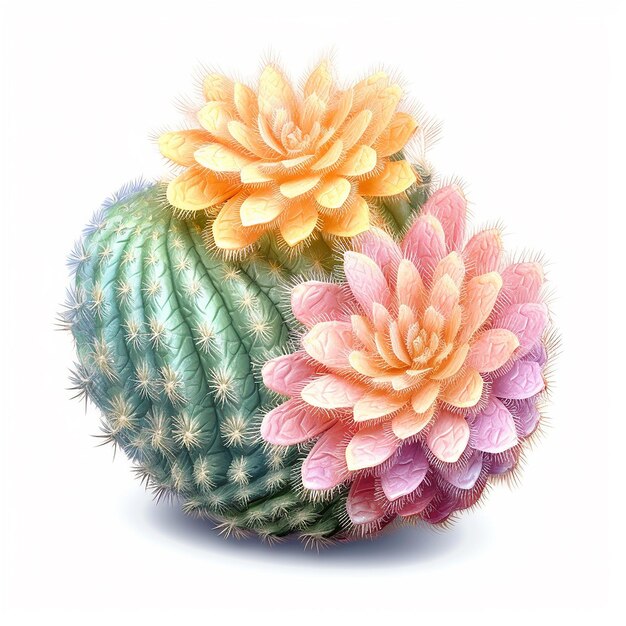 Pastel Cactus in 3D Isolation