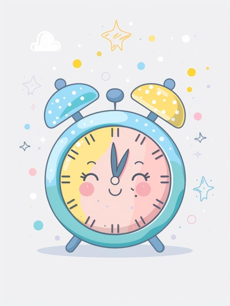 Фото Иллюстрация пастельных часов для детского сада генеративного ии