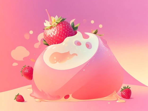 pastel color dipped strawberry illustration