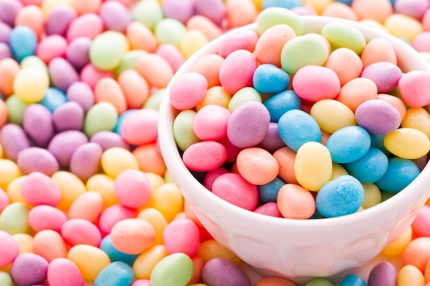 Pastel color jelly beans for Easter.