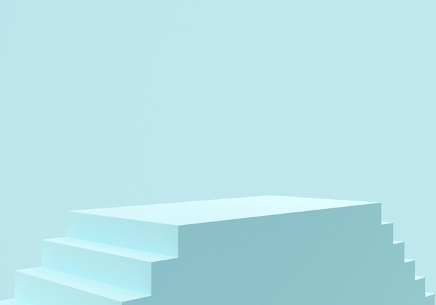 Pastel color stairs podium on blue background for product display