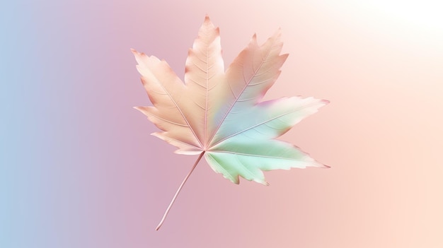 Pastel Colored Autumn Leaf on Gradient Background Generative AI