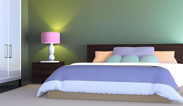 Pastel colored bedroom