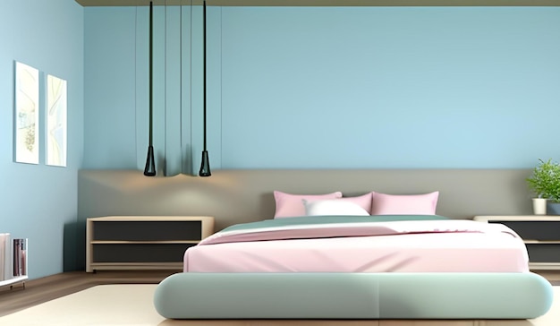 Pastel colored bedroom