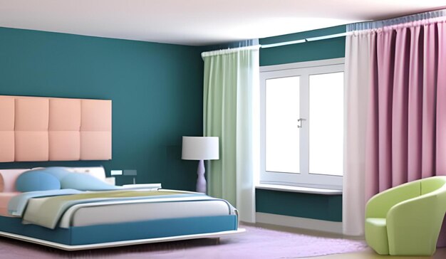 パステル色の寝室