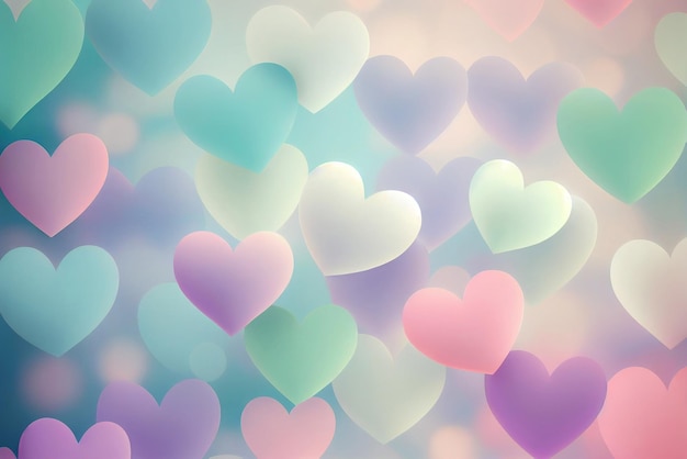 Pastel colored hearts as Valentine's Day background