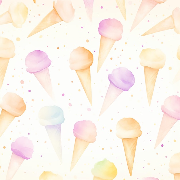 Pastel colored ice cream background ice cream watercolor seamless pattern wallpaper cute backdrop