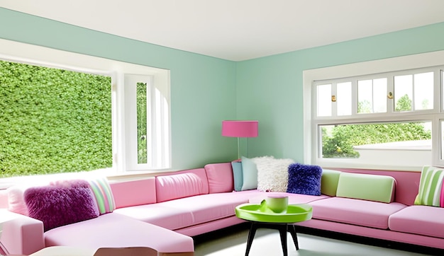 Pastel colored living room