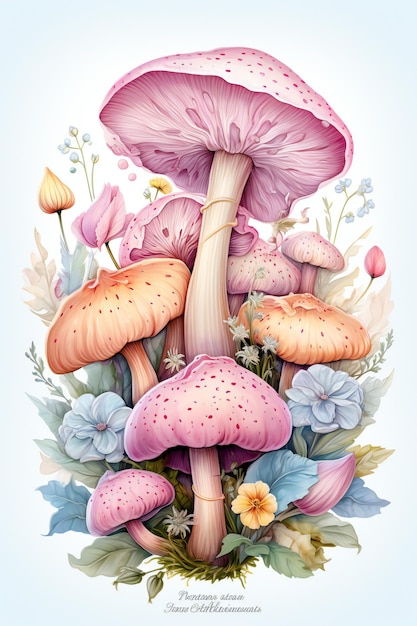 Pastel Colored Mushroom Clipart