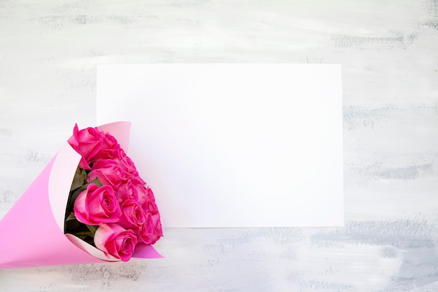 Pastel colored Rose Flowers on White painted table