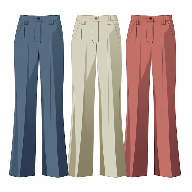 Photo pastel colored women39s trousers in light red and dark azure