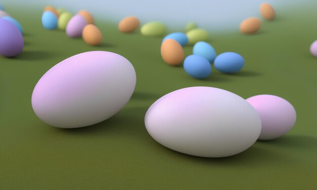 Pastel colorful easter eggs background