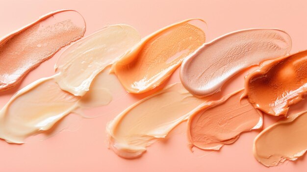 Photo pastel colorful smear of creamy shadows on fuzz peach background