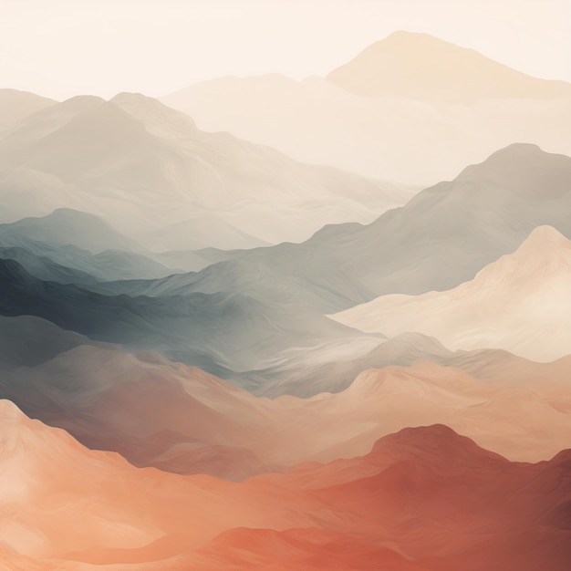 Pastel colors art mountain