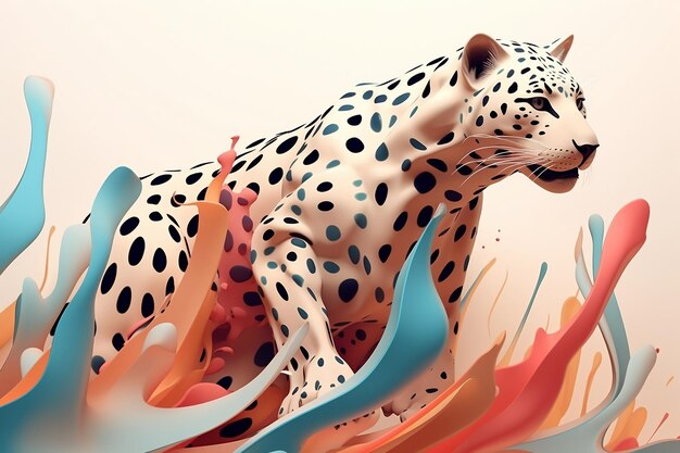 Pastel Colors Cheetah Animal Abstract Wallpaper Generative AI